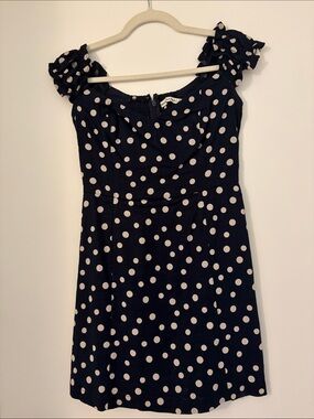 Abercombie Navy Polka Dot Casual Dress with Ruffle Straps